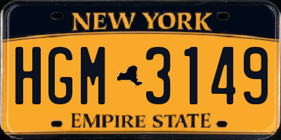 NY license plate HGM3149