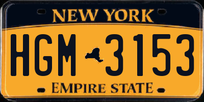 NY license plate HGM3153