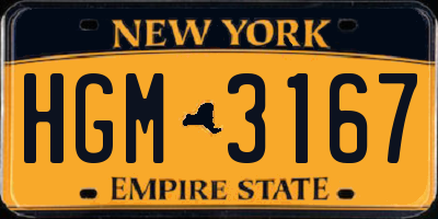 NY license plate HGM3167
