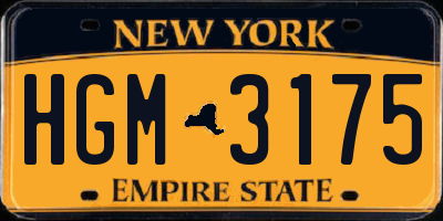 NY license plate HGM3175