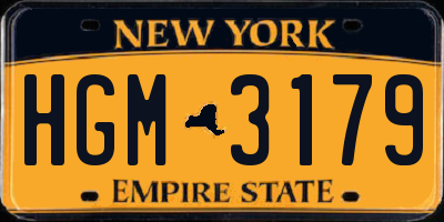 NY license plate HGM3179
