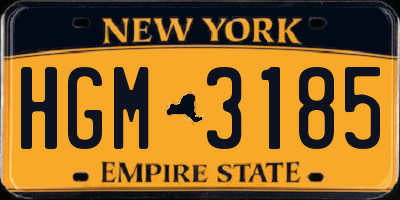 NY license plate HGM3185