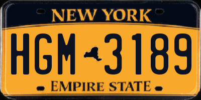 NY license plate HGM3189