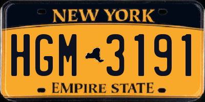 NY license plate HGM3191