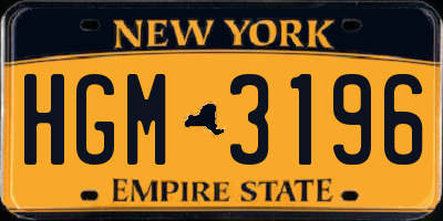 NY license plate HGM3196