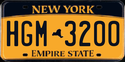 NY license plate HGM3200