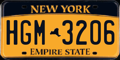 NY license plate HGM3206