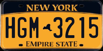 NY license plate HGM3215