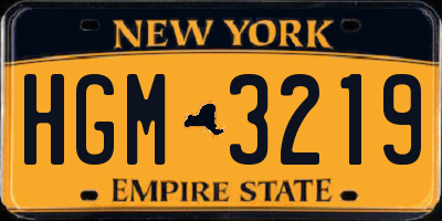 NY license plate HGM3219
