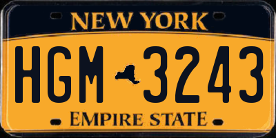 NY license plate HGM3243