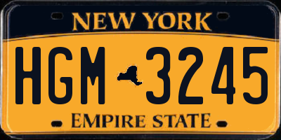 NY license plate HGM3245