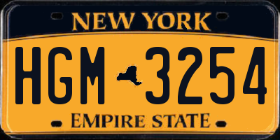 NY license plate HGM3254