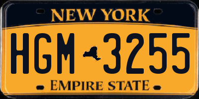 NY license plate HGM3255
