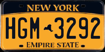 NY license plate HGM3292