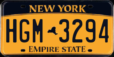 NY license plate HGM3294