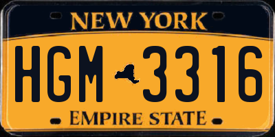 NY license plate HGM3316