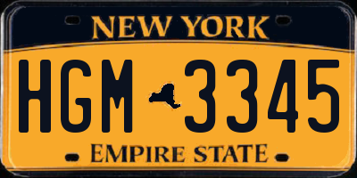 NY license plate HGM3345