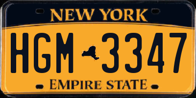 NY license plate HGM3347