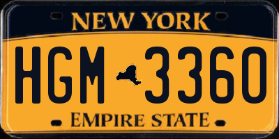 NY license plate HGM3360