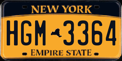 NY license plate HGM3364