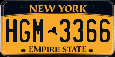 NY license plate HGM3366