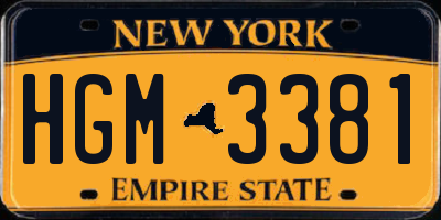 NY license plate HGM3381