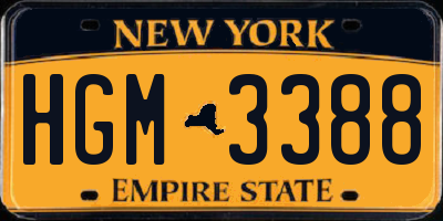 NY license plate HGM3388