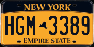 NY license plate HGM3389