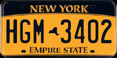 NY license plate HGM3402