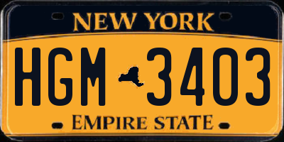 NY license plate HGM3403