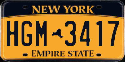 NY license plate HGM3417