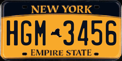 NY license plate HGM3456