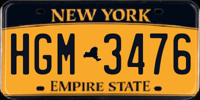 NY license plate HGM3476