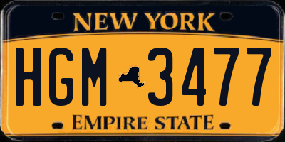 NY license plate HGM3477