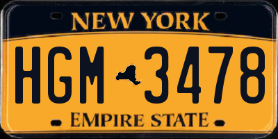 NY license plate HGM3478