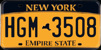 NY license plate HGM3508