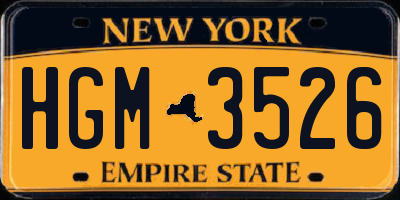 NY license plate HGM3526