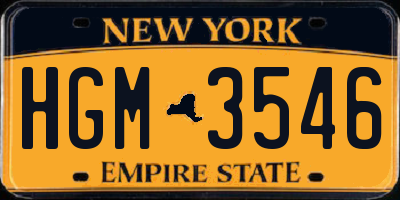 NY license plate HGM3546