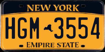 NY license plate HGM3554