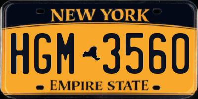 NY license plate HGM3560