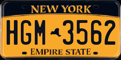 NY license plate HGM3562