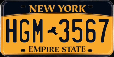 NY license plate HGM3567