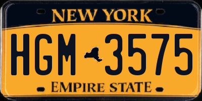 NY license plate HGM3575