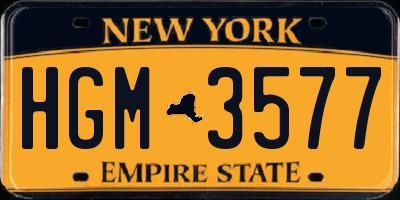 NY license plate HGM3577