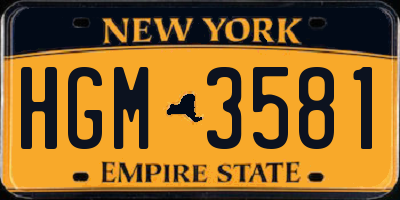 NY license plate HGM3581