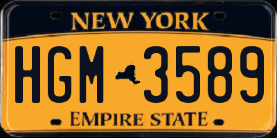 NY license plate HGM3589