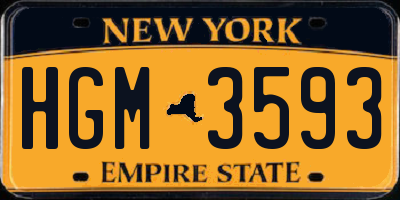 NY license plate HGM3593