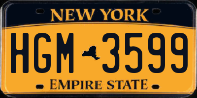 NY license plate HGM3599