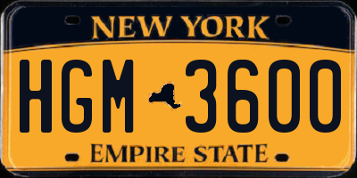 NY license plate HGM3600