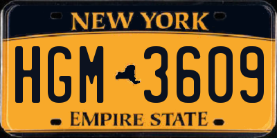NY license plate HGM3609